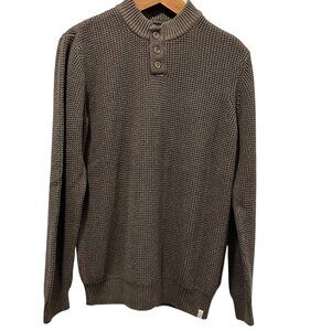 Old Ranch Pinecrest Waffle Knit Henley Sweater, Organic Cotton, Major Brown, XL
